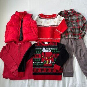 Boys 5/6 Holiday Lot - Sweaters, Vest, Tops